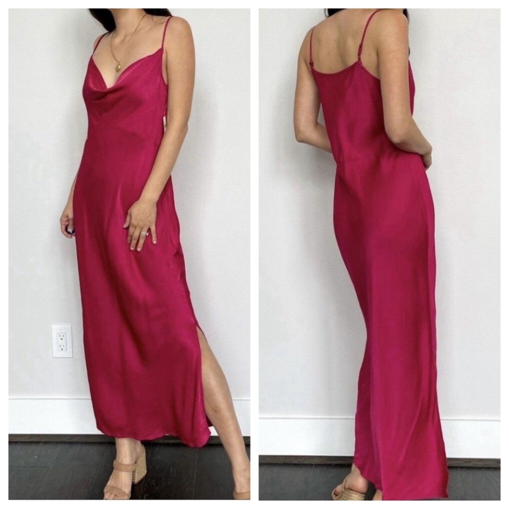 Anthropologie Fuchsia Slip Midi Dress